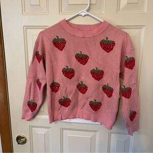 Strawberry Pattern Pink Sweater